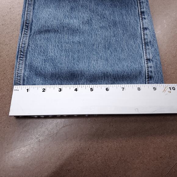 Hollister Ultra High Rise Baggy Jeans Straight Leg Distressed Women 23S Md Blue - Picture 9 of 13